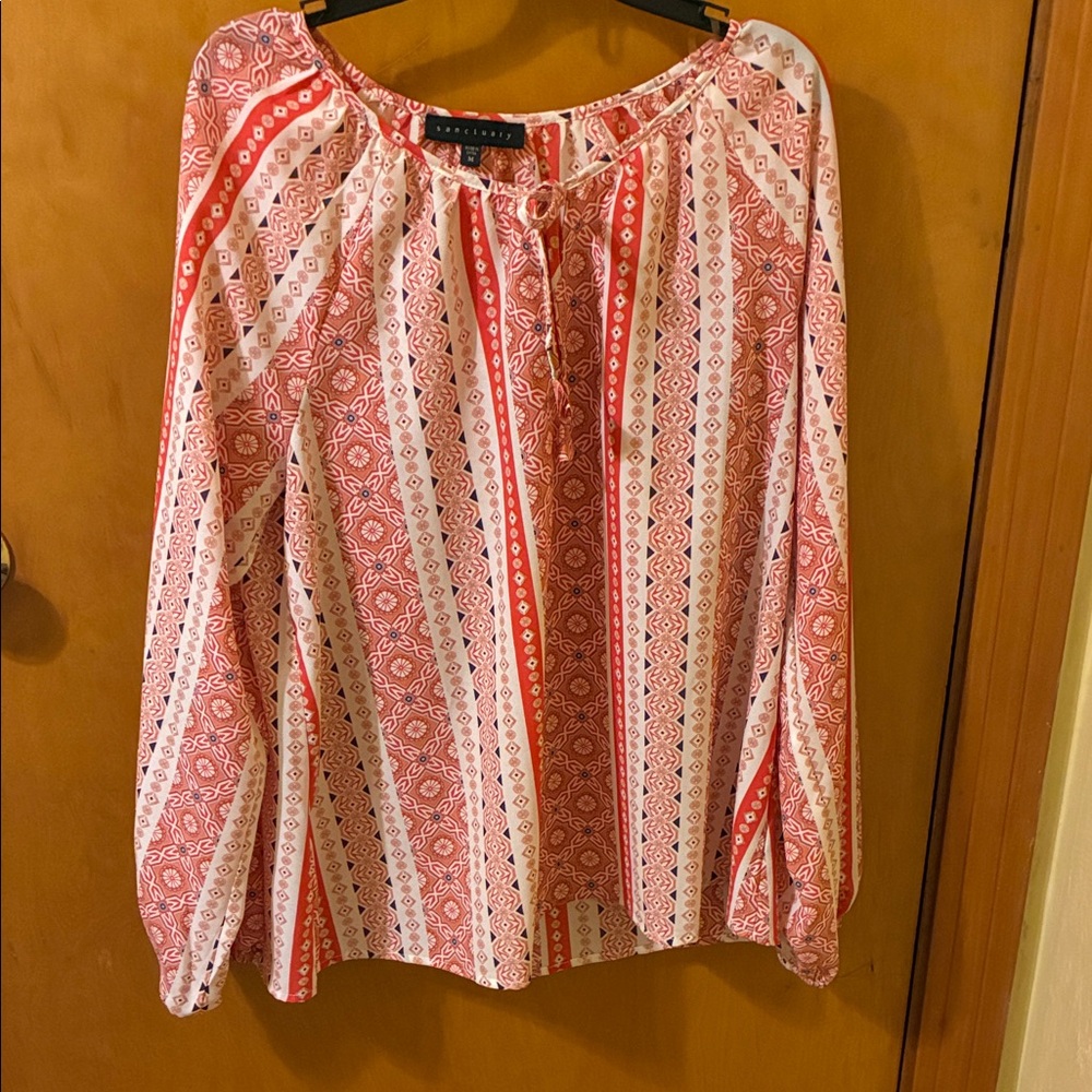 Sanctuary Red and White Striped Blouse